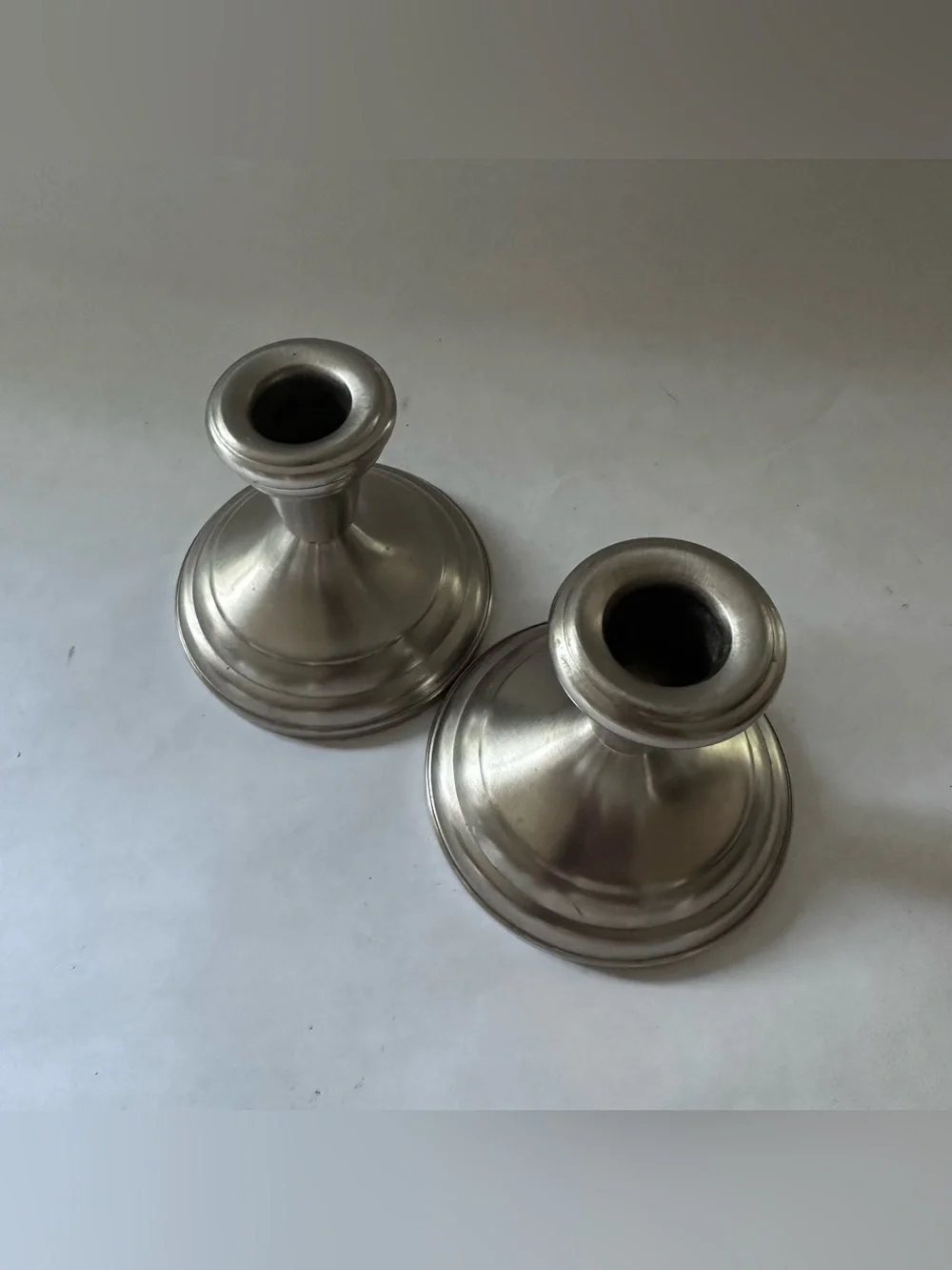 Vintage Pewter Candle Stick Holders Pair FB Rogers Pewterlite Provincetown MCM